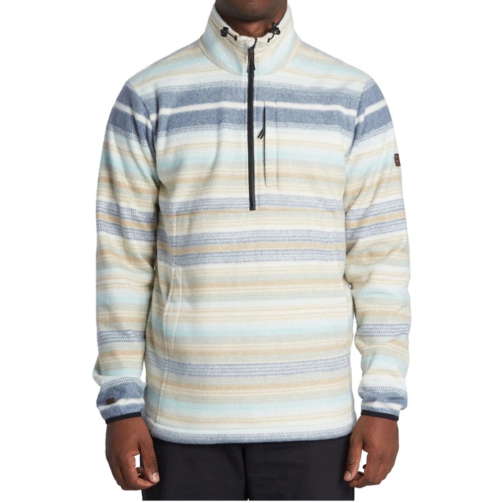 Billabong Men’s Boundary Mock Neck Polor Half Zip Fleece Sweatshirt Sz L Stone